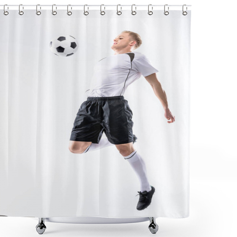 Personality  Soccer Player Exercising With Ball Shower Curtains