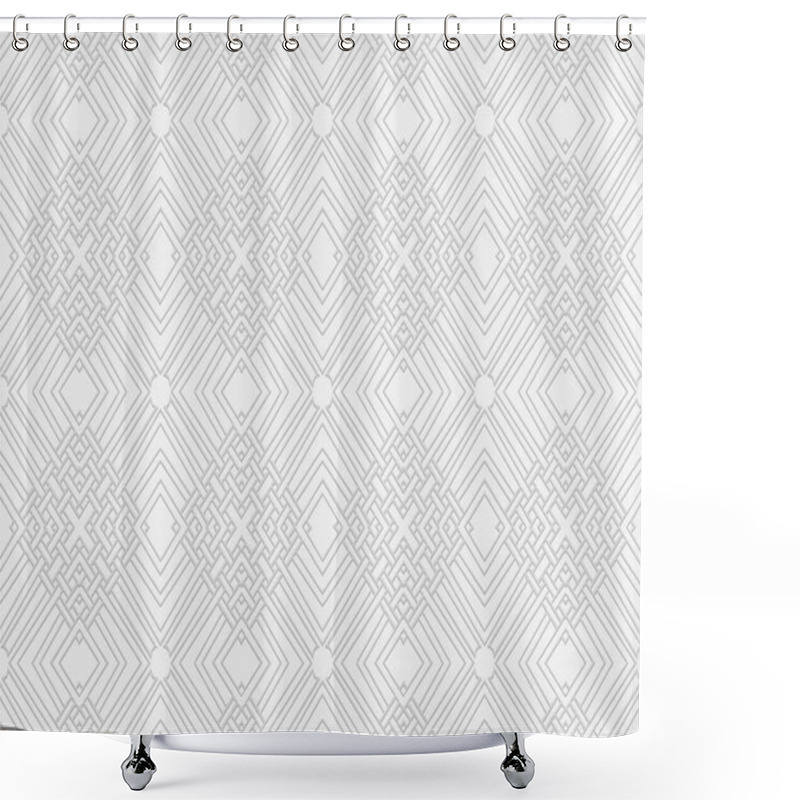 Personality  3d Volumetric Convex Geometric White Background. Eastern Islamic, Moroccan Style. An Ornament With An Ethnic Relief Pattern With Intertwining Lines. Wallpaper For Presentations, Textiles, Stained Glass. Shower Curtains