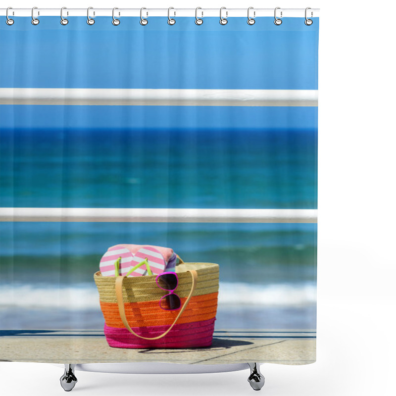 Personality  Summer Vacation On Beach Concept Shower Curtains