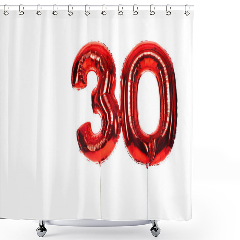 Personality  Number 30 Red Balloons Isolated On White Shower Curtains