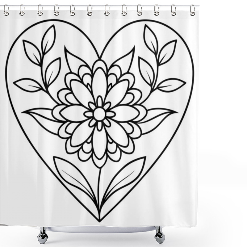 Personality  Vibrant Heart Illustration Made Of Flowers And Leaves Shower Curtains