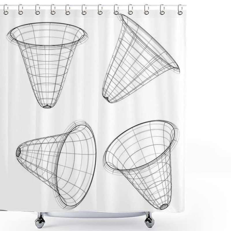 Personality  Abstract 3d Wireframe Objects.  Shower Curtains