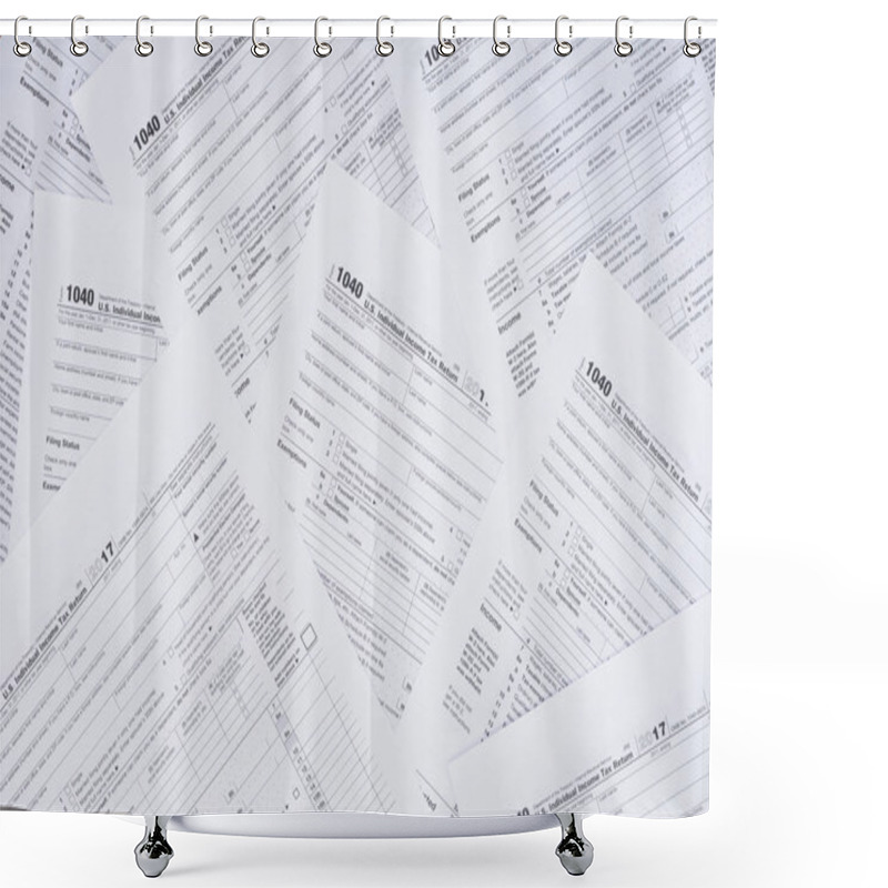 Personality  Top View Of Background With Tax Forms And Copy Space Shower Curtains