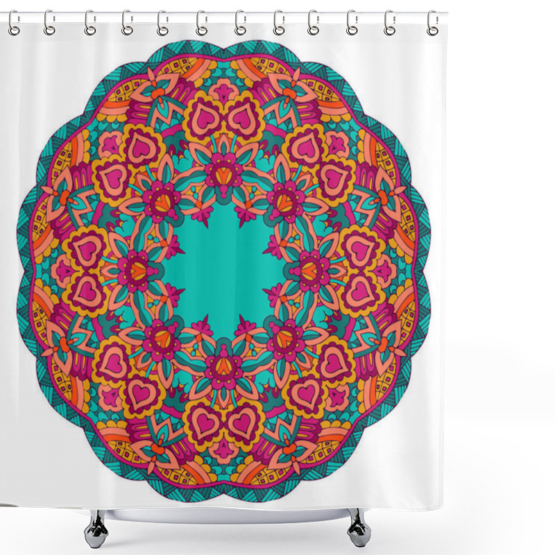 Personality  Ethnic Seamless Mandala Round Border Frame Floral Shower Curtains