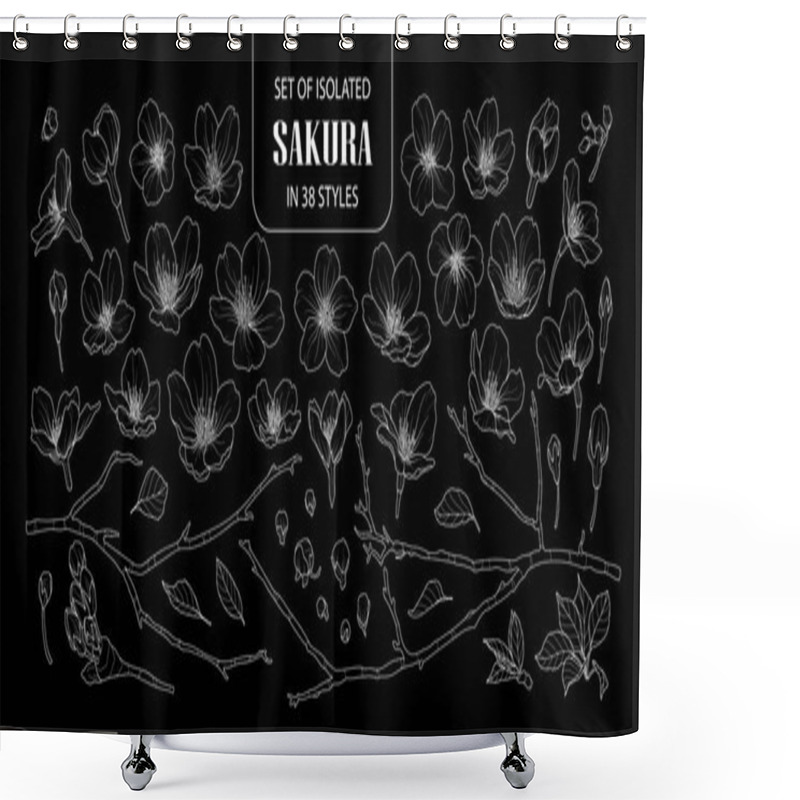 Personality  Set Of Isolated Sakura In 38 Styles. Shower Curtains