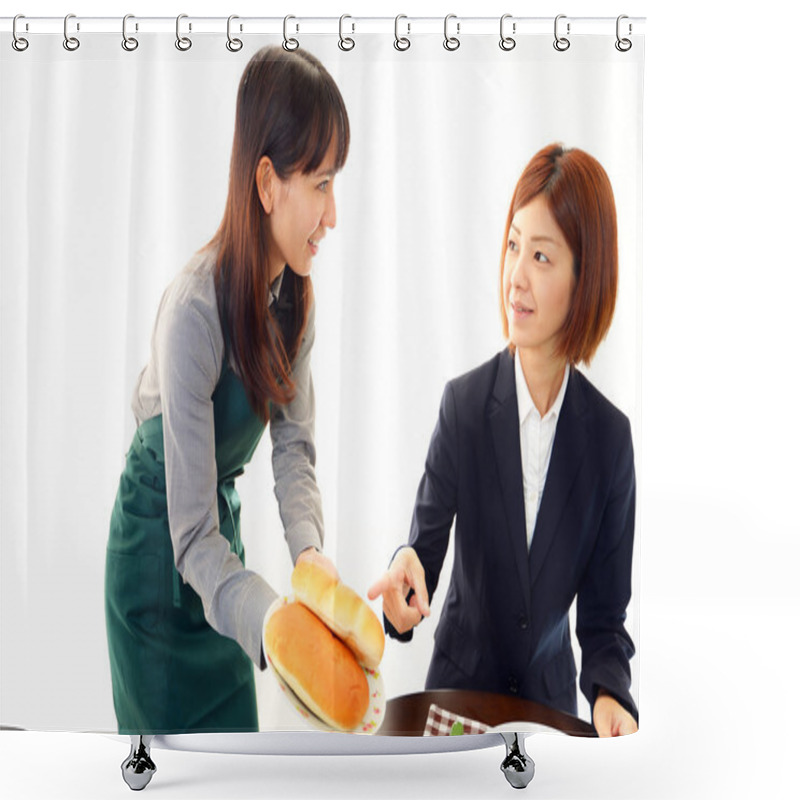 Personality  Waitress Delivering Meal To Table Shower Curtains