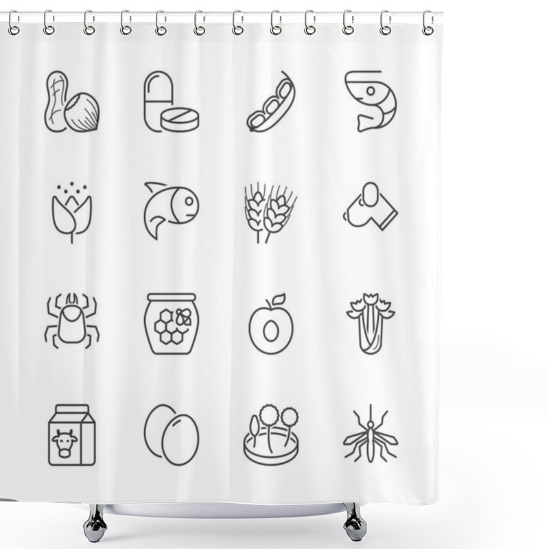 Personality  Basic Allergens Thin Line Icons Shower Curtains