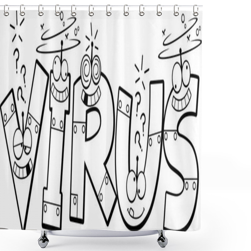 Personality  Cartoon Computer Virus Text Shower Curtains