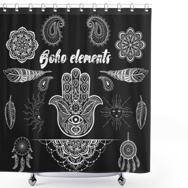 Personality  Vector Bohemian Ornamental Elements, Ethnic Makhenda,  Hand Draw Shower Curtains