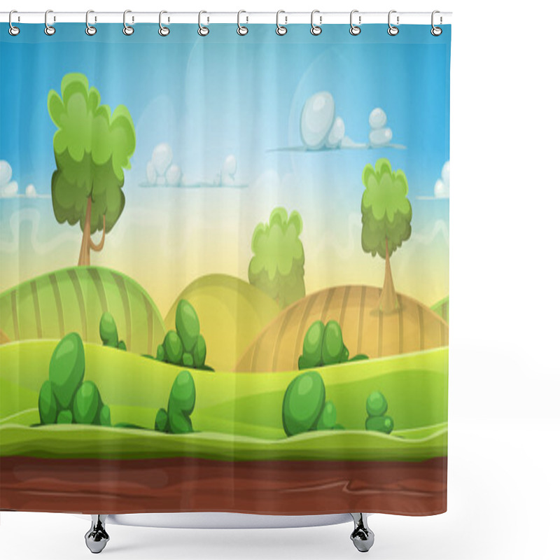 Personality  Seamless Country Landscape For Ui Game Shower Curtains