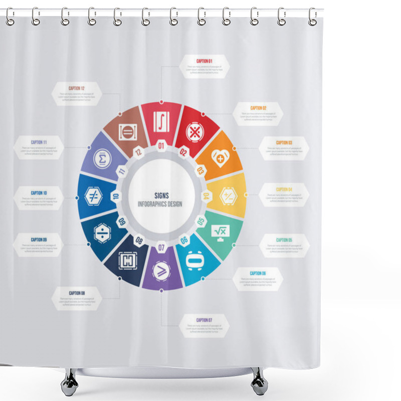 Personality  Round 12 Options Signs Infographic Template Design. Equal, The S Shower Curtains