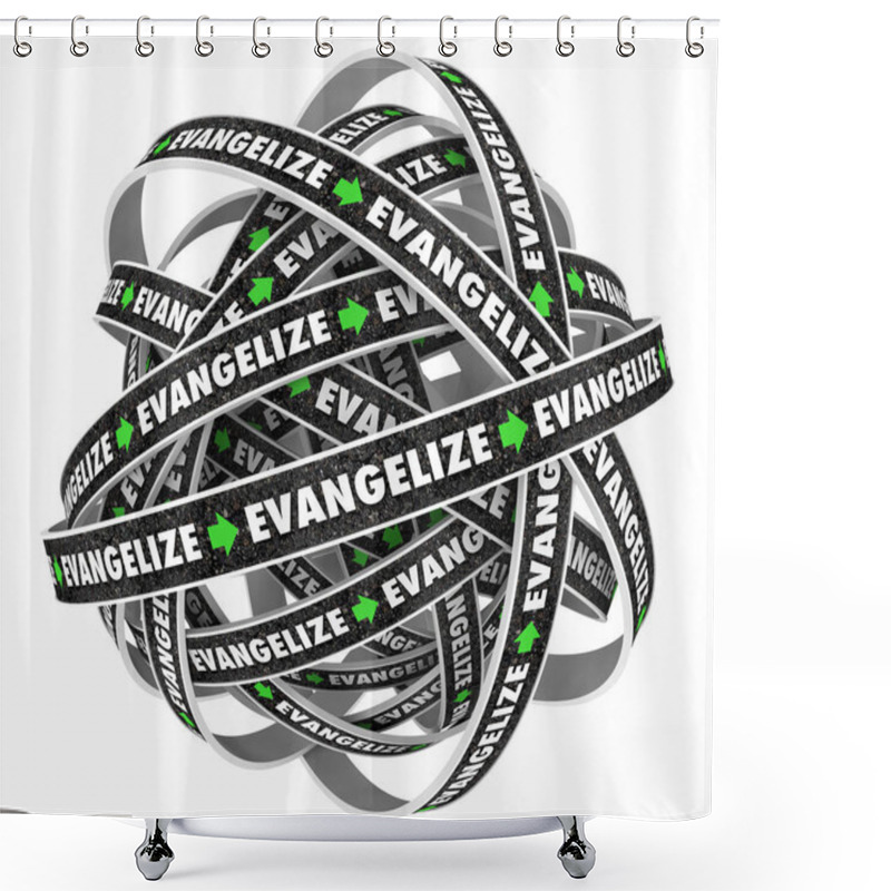 Personality  Evangelize Word Cycle Isolated On White Background Shower Curtains