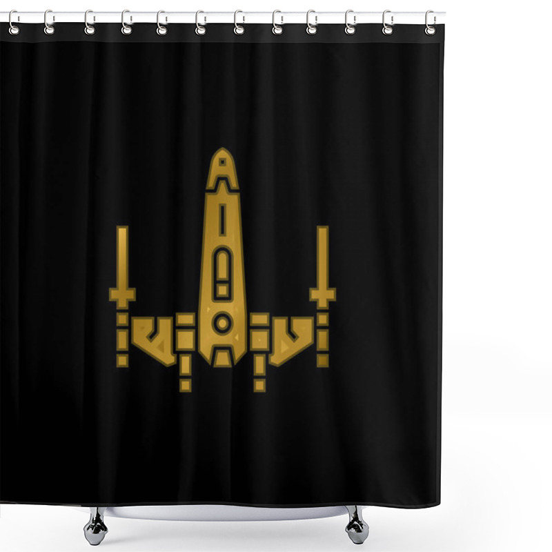 Personality  Battleship Gold Plated Metalic Icon Or Logo Vector Shower Curtains