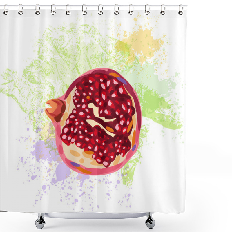 Personality  Pomegranate Slice On Background Of Grunge Spots Shower Curtains