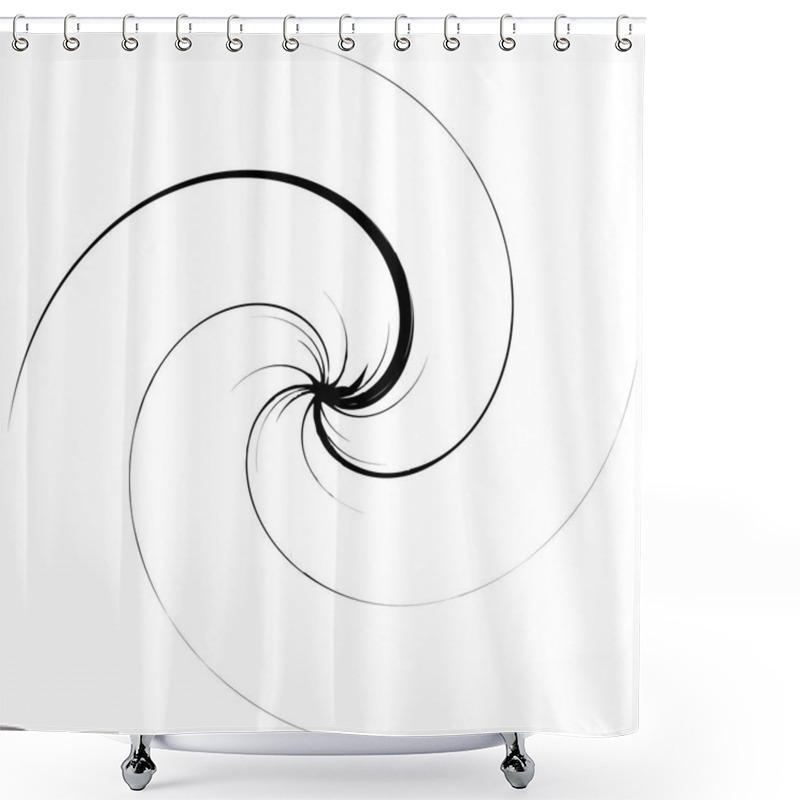 Personality  Geometric Radial Element. Abstract Concentric, Radial Geometric Motif Shower Curtains