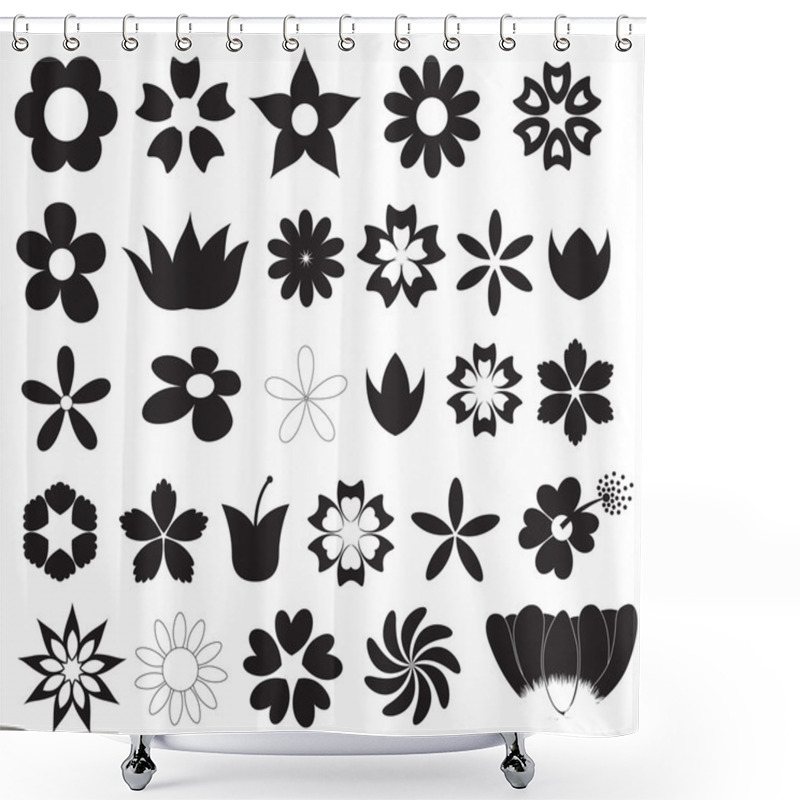 Personality  Flowers Silhouettes Shapes Vectors Shower Curtains