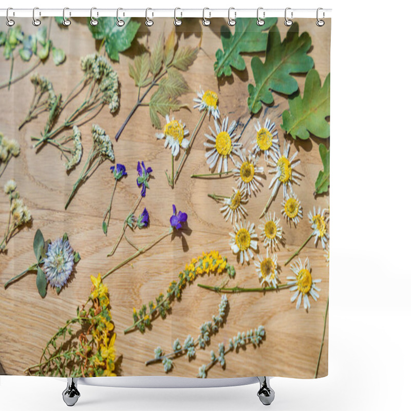 Personality  A Delicate Arrangement Of Freshly Dried Flowers And Leaves Showcases Their Preserved Beauty. The Variety Of Textures And Muted Colors Evoke A Sense Of Nostalgia And Natural Elegance Shower Curtains