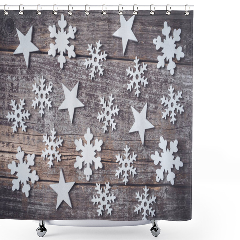 Personality  Christmas Snowflakes Background. Top View Shower Curtains