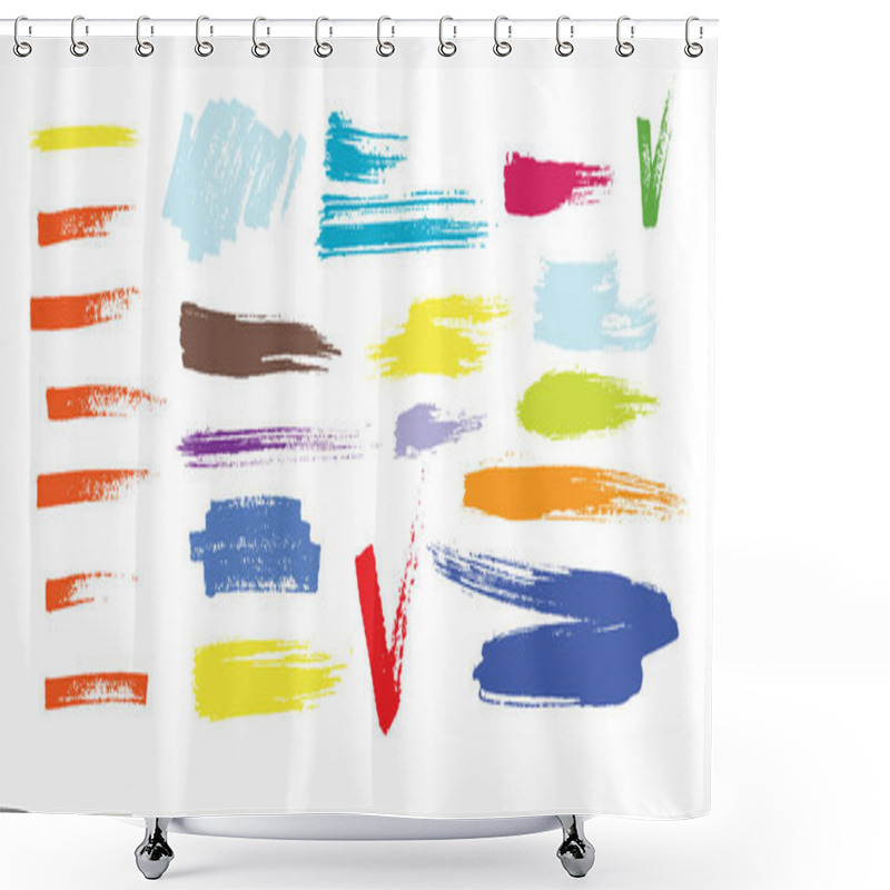 Personality  Grunge Hand Drawn Brush Stroke Vector Set. Shower Curtains