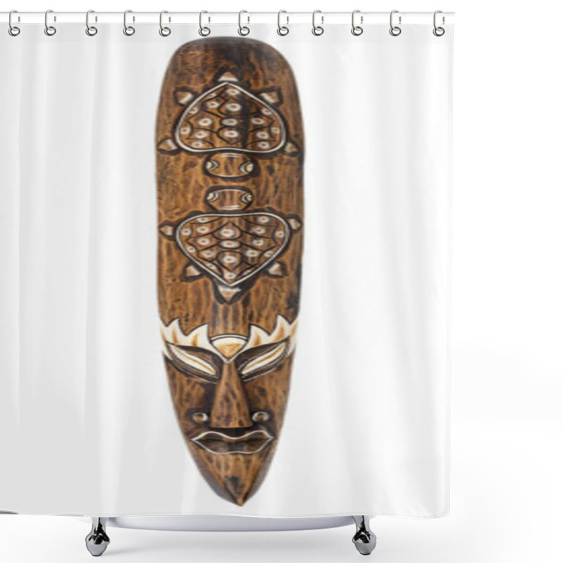 Personality  The Carved African Wooden Mask On The White Background Shower Curtains