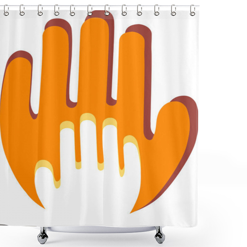 Personality  Illustration Of Abstract Adult And Child Hands On Orange And White, Children Protection Day Concept Shower Curtains