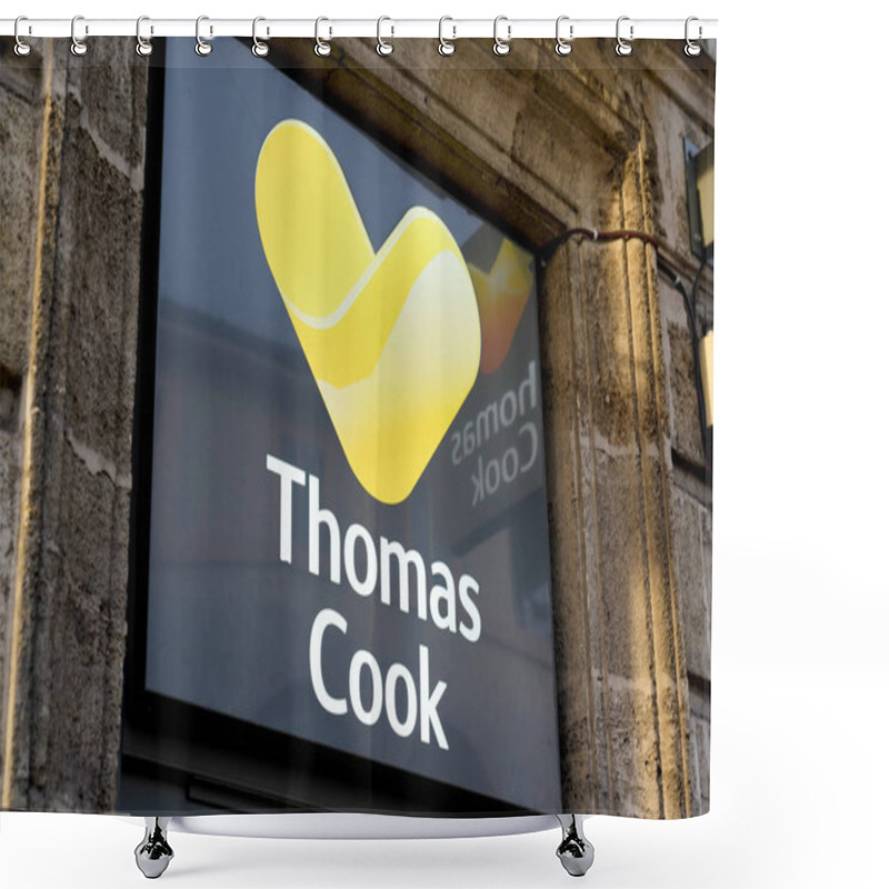 Personality  Bordeaux , Aquitaine / France - 09 23 2019 : Thomas Cook Shop Sign Store British Travel Agencies Branch Shower Curtains