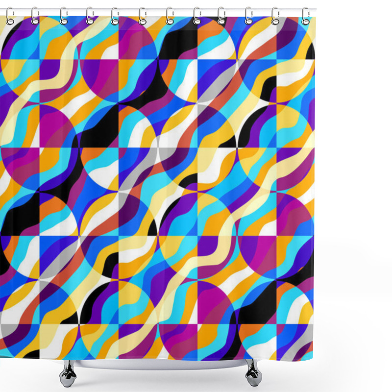 Personality  Seamless Geometric Abstract Pattern. Geometric Intersection Circles. Vector Image. Shower Curtains