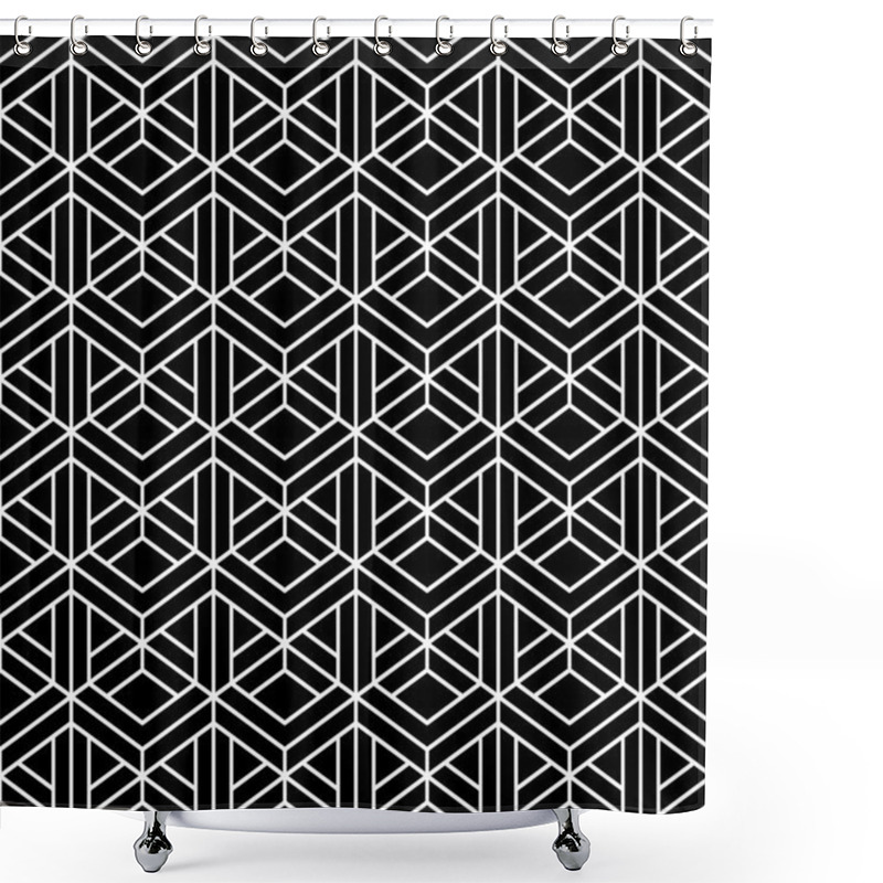 Personality  Vector Modern Seamless Sacred Geometry Pattern 3d, Black And White Abstract Geometric Background, Pillow Print, Monochrome Retro Texture, Hipster Fashion Design Shower Curtains