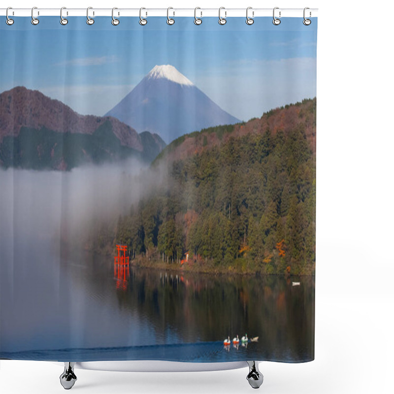 Personality  Ashi Lake With Mount Fuji Shower Curtains