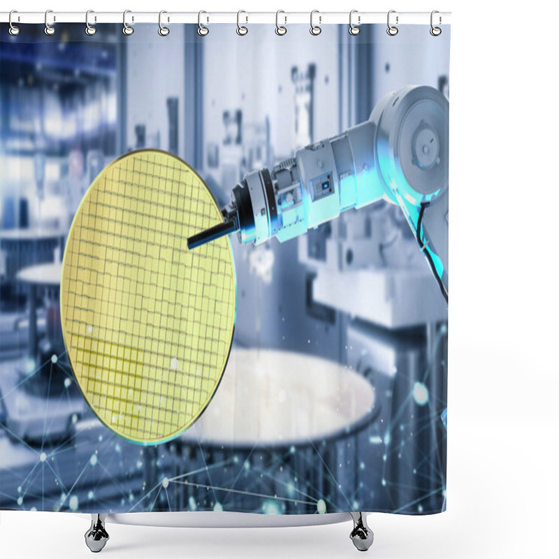 Personality  Semiconductor Manufacturing With 3d Rendering Robotic Arms With Silicon Wafers Shower Curtains