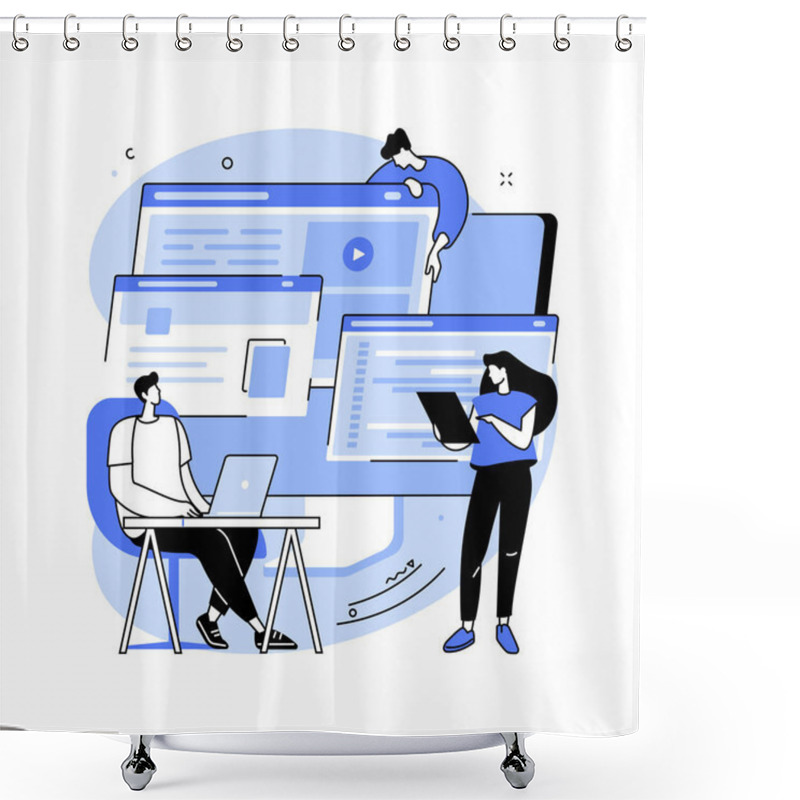 Personality  Web Development Abstract Concept Vector Illustration. Website Architecture, Web Development Company, Application Coding, UI And UX Design, Mobile App Deployment, Programming Abstract Metaphor. Shower Curtains