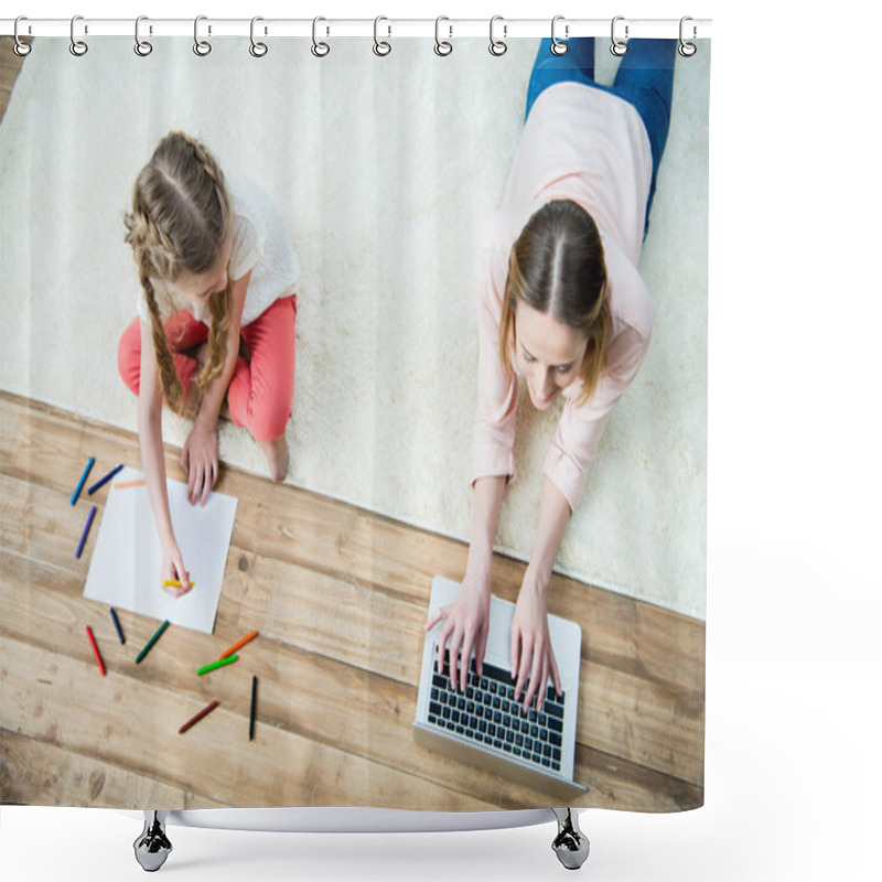 Personality  Mother And Daughter At Home Shower Curtains