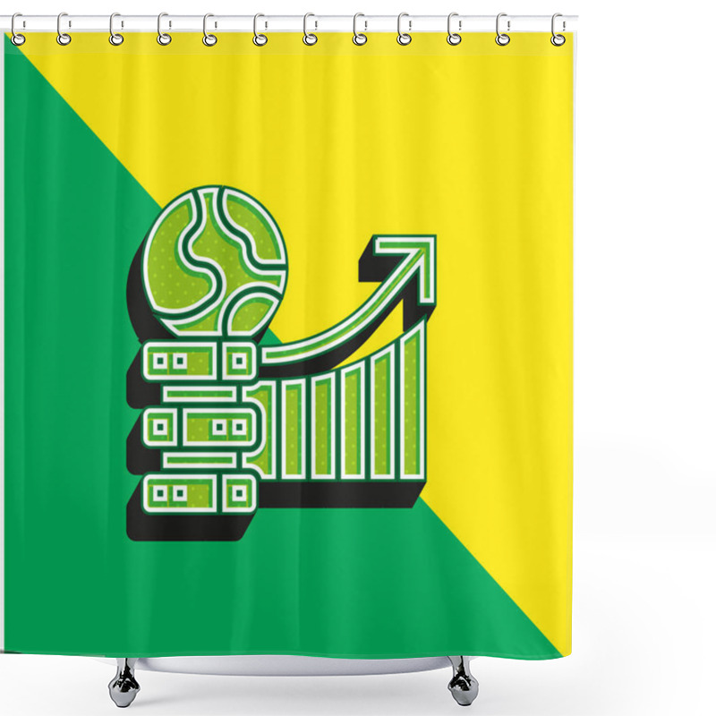 Personality  Big Data Green And Yellow Modern 3d Vector Icon Logo Shower Curtains