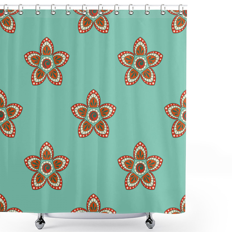 Personality  Seamless Pattern In Indian Style.  Ethnic Ornament With Flowers And Paisleys. Shower Curtains