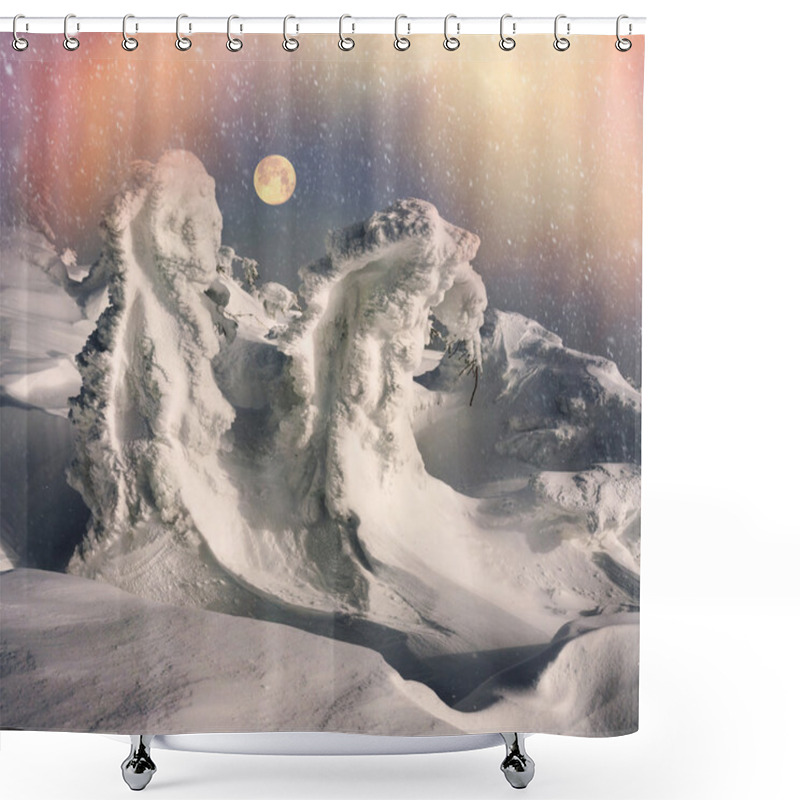 Personality  Winter Mountain Landscape After Blizzard Shower Curtains