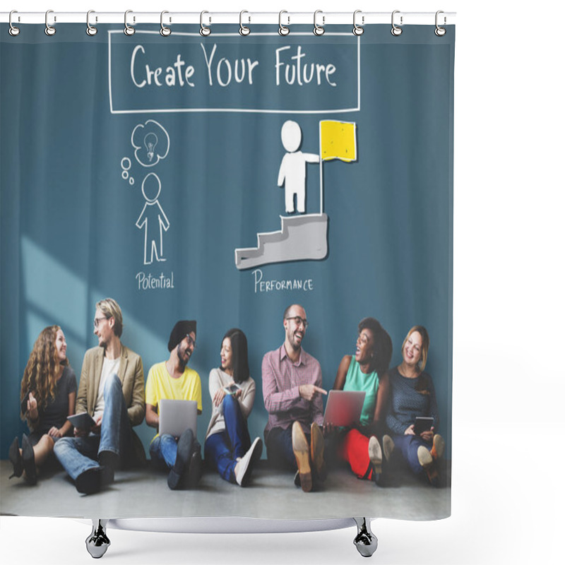 Personality  Diversity Friends Near Wall With Create Future Shower Curtains