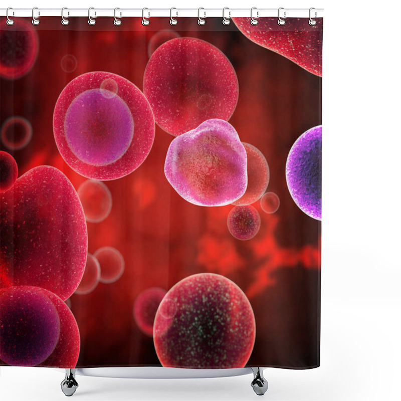 Personality  T Cells Attacking Cancer Cells- 3D Illustration Shower Curtains