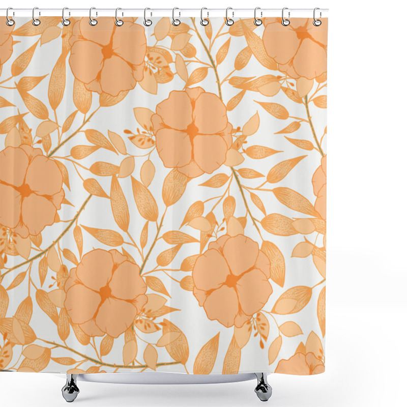 Personality  Beautifull Tropical Flowers And Leaves Seamless Pattern Design Shower Curtains