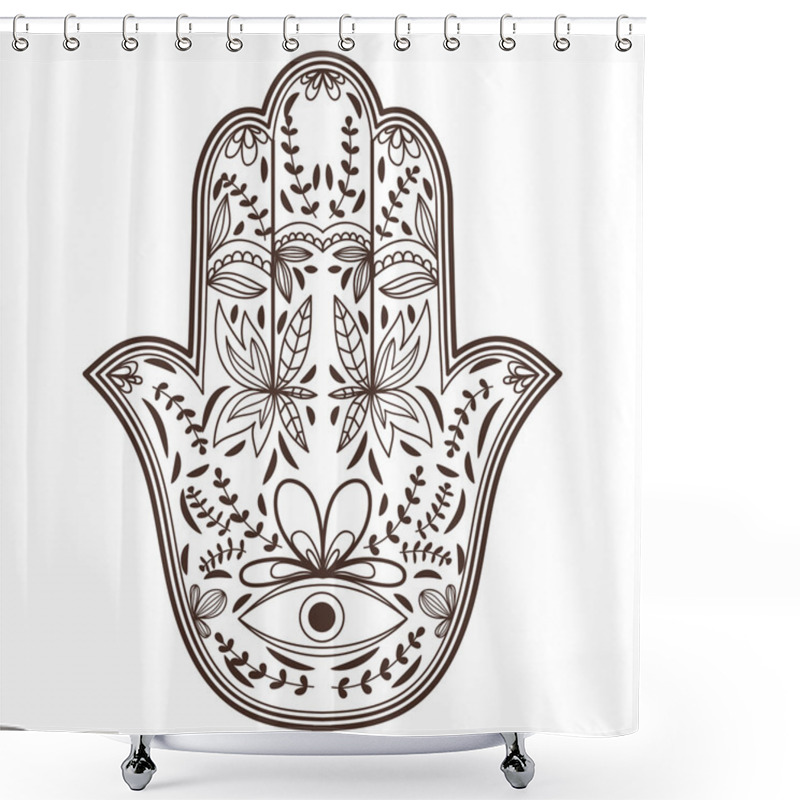 Personality  Illustration With Ornamental Khamsa Shower Curtains