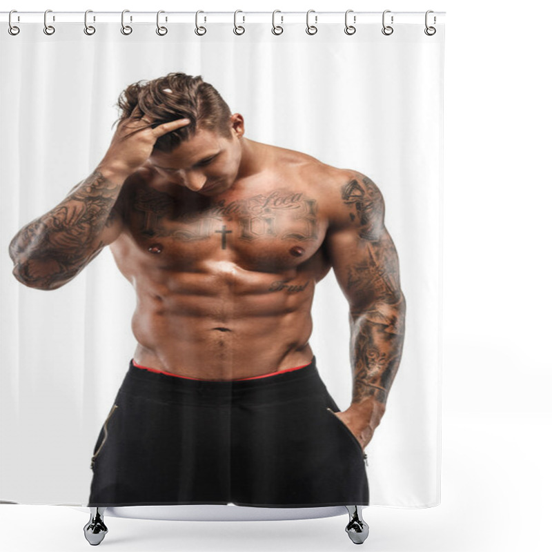 Personality  Tattooed Muscular Guy Shower Curtains