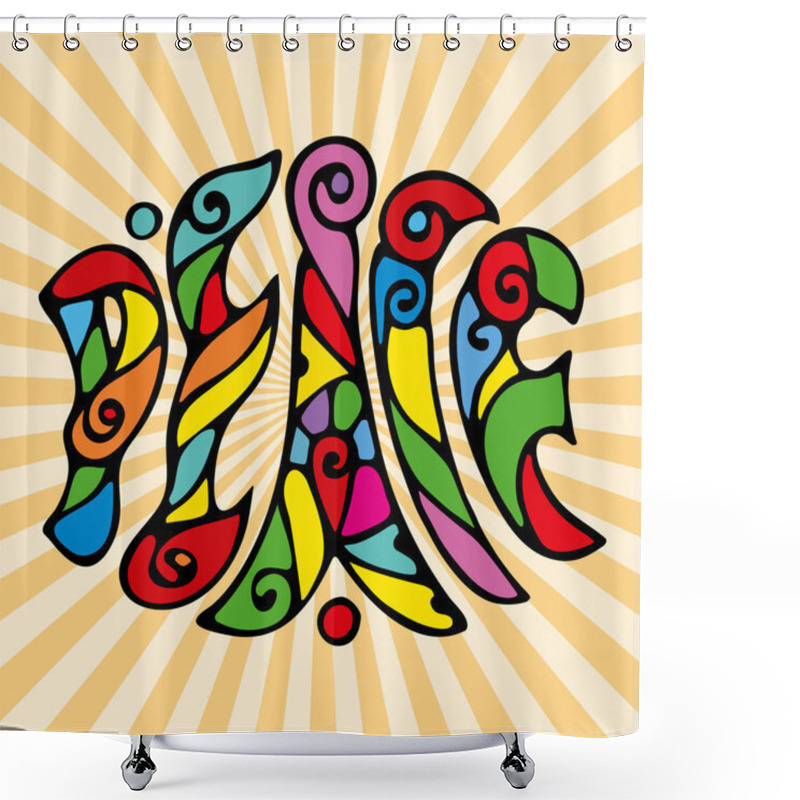 Personality  Hand Drawn Peace Typographic Poster  Shower Curtains