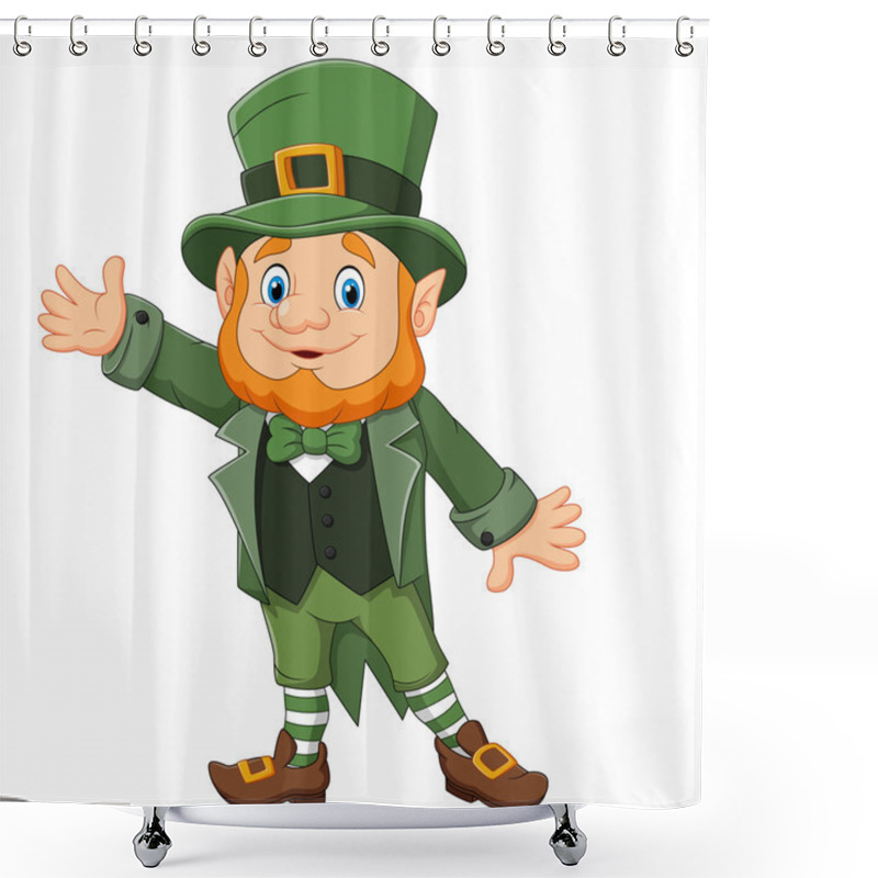 Personality  Cartoon Happy Leprechaun Waving Hand Shower Curtains