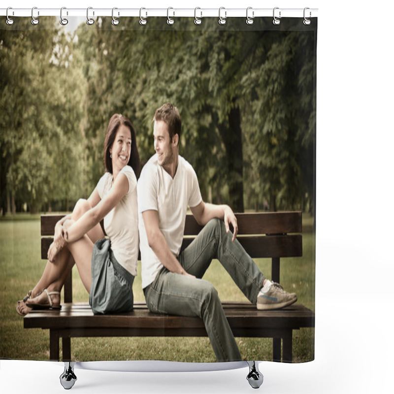 Personality  Young Beautiful Couple Dating Shower Curtains