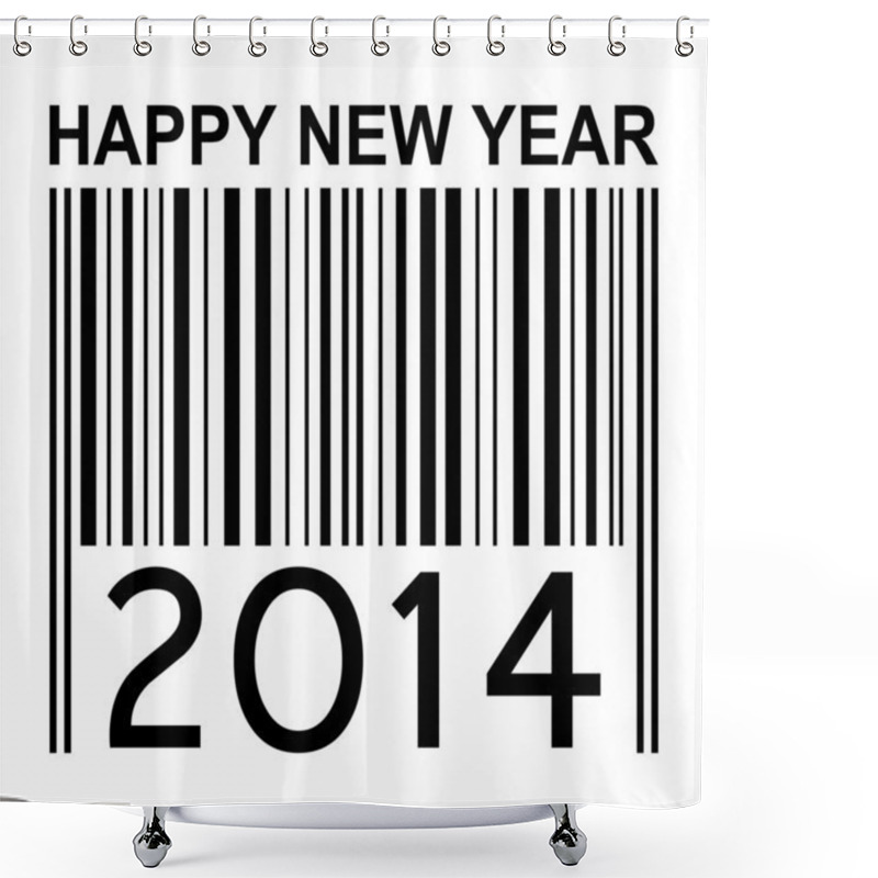 Personality  2014 New Years Illustration With Barcode Shower Curtains