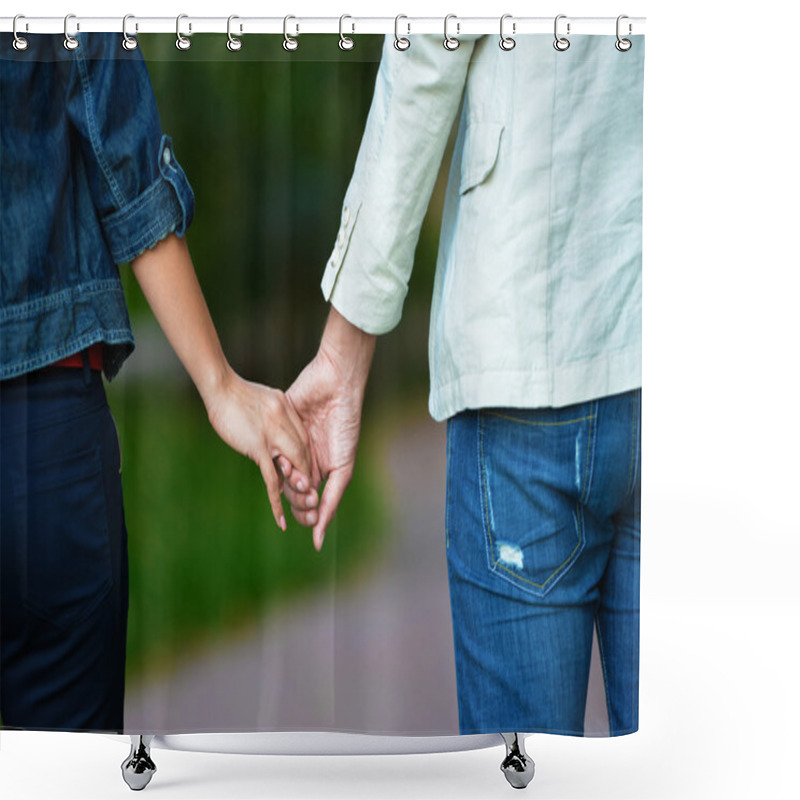 Personality  Lovely Couple Holding Hands Shower Curtains