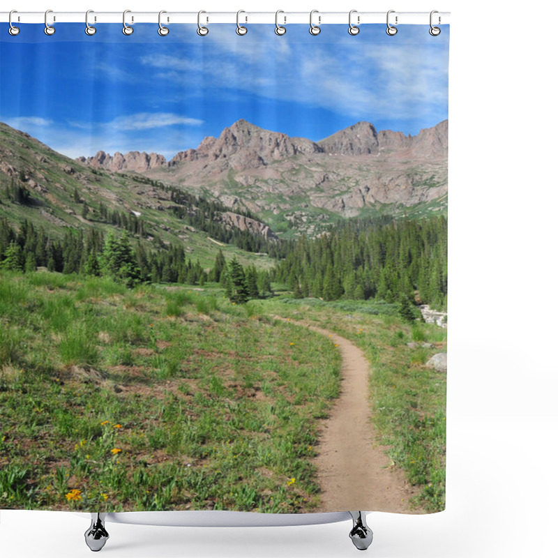 Personality  Hiking Trail In The Rocky Mountains Shower Curtains