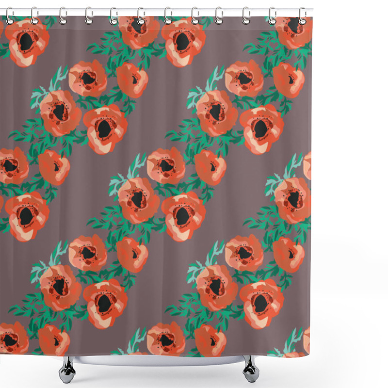 Personality  Seamless Pattern In Small Pretty Flowers. Poppy Bouquets. Regular Order Millefleurs. Floral Background For Textile, Wallpaper, Pattern Fills, Covers, Surface, Print, Wrap, Scrapbooking, Decoupage. Shower Curtains