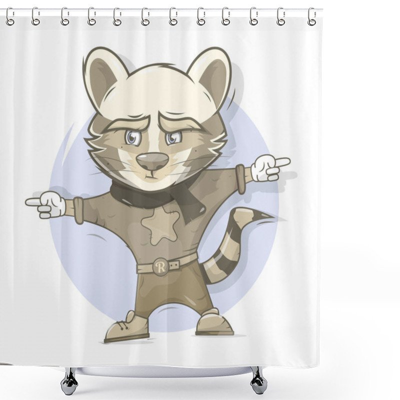 Personality  Raccoon Character. Cartoon Style. Shower Curtains