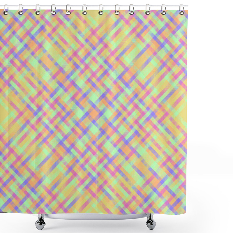 Personality  Cowboy Texture Pattern Check, Random Tartan Background Textile. Dye Seamless Plaid Fabric Vector In Yellow And Light Colors Palette. Shower Curtains