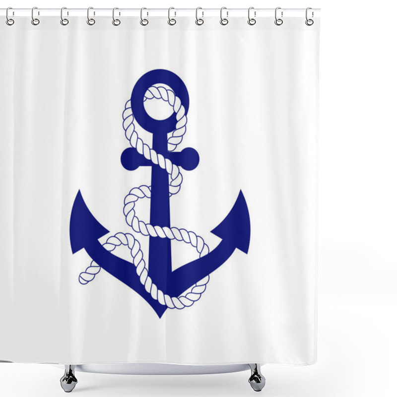 Personality  Anchor With Rope Wrapped Around. Marine Company Logo. Emblem For A Ship, Yacht. Flat Vector Illustration. Shower Curtains